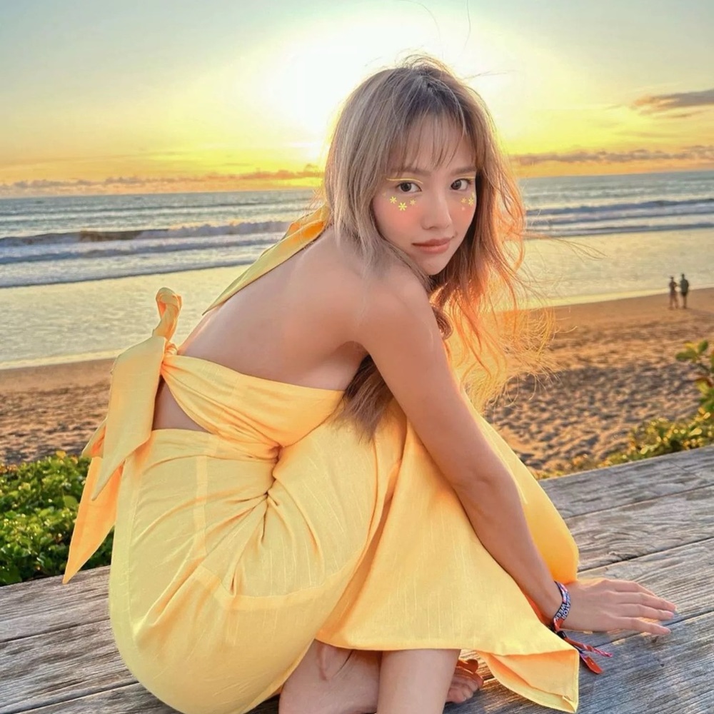Halter yellow vacation dress